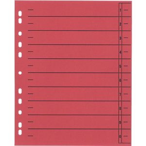 Schäfer Shop Select Trennblätter, mit Taben, DIN A4- Format, Linienaufdruck, Universallochung, 100 Stück, rot