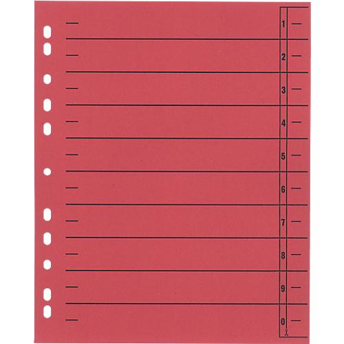 Schäfer Shop Select Trennblätter, mit Taben, DIN A4- Format, Linienaufdruck, Universallochung, 100 Stück, rot