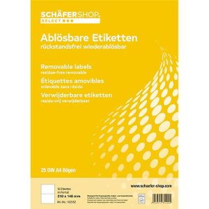 Schäfer Shop Select Universal-Etiketten, wiederablösbar, 210 x 148 mm, 50 Stück Schäfer Shop Select Universal-Etiketten, wiederablösbar, 210 x 148 mm, 50 Stück