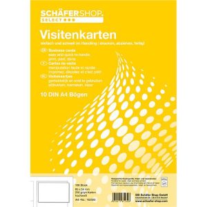 Schäfer Shop Select Visitenkarten, 250 g/m², 85 x 54 mm, 10 DIN-A4-Bogen à 10 Karten Schäfer Shop Select Visitenkarten, 250 g/m², 85 x 54 mm, 10 DIN-A4-Bogen à 10 Karten