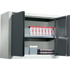 Schäfer Shop Select Wandschrank MS 750, zweitürig, mit Zwischenboden, B 750 x T 320 x H 600 mm, Stahl, lichtgrau/anthrazitgrau Schäfer Shop Select Wandschrank MS 750, zweitürig, mit Zwischenboden, B 750 x T 320 x H 600 mm, Stahl, lichtgrau/anthrazitgrau