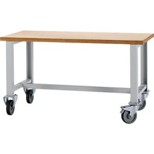 Schäfer Shop Select Werkbank, fahrbar, B 1500 x T 700 x H 835 mm, lichtgrau RAL 7035