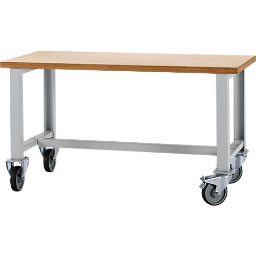 Schäfer Shop Select Werkbank, fahrbar, B 1500 x T 700 x H 835 mm, lichtgrau RAL 7035