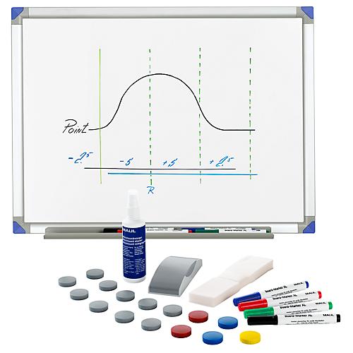 Schäfer Shop Select Whiteboard 90120 lackiert, Alurahmen + Whiteboard-Zubehör-Set Standard GRATIS