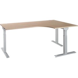 Schäfer Shop Select Winkelschreibtisch ERGO-T 2.0, 90° Winkel, Ansatz rechts, T-Fuß, B 2000 x T 1200/800 x H 675-895 mm, Eiche/weißalu Schäfer Shop Select Winkelschreibtisch ERGO-T 2.0, 90° Winkel, Ansatz rechts, T-Fuß, B 2000 x T 1200/800 x H 675-895 mm, Eiche/weißalu