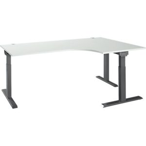 Schäfer Shop Select Winkelschreibtisch ERGO-T 2.0, 90° Winkel, Ansatz rechts, T-Fuß, B 2000 x T 1200/800 x H 675-895 mm, lichtgrau/anthrazit Schäfer Shop Select Winkelschreibtisch ERGO-T 2.0, 90° Winkel, Ansatz rechts, T-Fuß, B 2000 x T 1200/800 x H 675-895 mm, lichtgrau/anthrazit