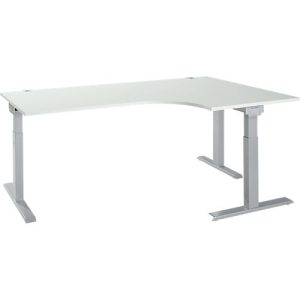 Schäfer Shop Select Winkelschreibtisch ERGO-T 2.0, 90° Winkel, Ansatz rechts, T-Fuß, B 2000 x T 1200/800 x H 675-895 mm, lichtgrau/weißalu Schäfer Shop Select Winkelschreibtisch ERGO-T 2.0, 90° Winkel, Ansatz rechts, T-Fuß, B 2000 x T 1200/800 x H 675-895 mm, lichtgrau/weißalu