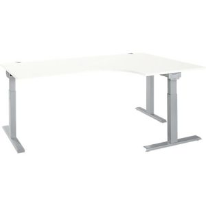 Schäfer Shop Select Winkelschreibtisch ERGO-T 2.0, 90° Winkel, Ansatz rechts, T-Fuß, B 2000 x T 1200/800 x H 675-895 mm, weiß/weißalu Schäfer Shop Select Winkelschreibtisch ERGO-T 2.0, 90° Winkel, Ansatz rechts, T-Fuß, B 2000 x T 1200/800 x H 675-895 mm, weiß/weißalu