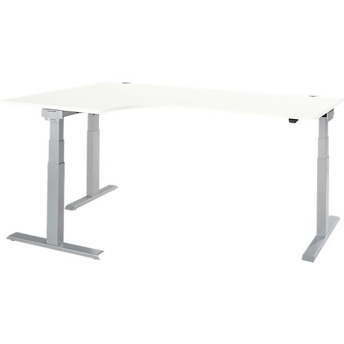 Schäfer Shop Select Winkelschreibtisch ERGO-T 2.0, elektrisch höhenverstellbar, 90° Winkel links, T-Fuß, B 2000 mm, weiß/weißalu