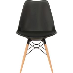 Schalenstuhl DOGEWOOD, Kunststoff, mit Holzbeinen, Sitzkissen, 2Stk. schwarz Schalenstuhl DOGEWOOD, Kunststoff, mit Holzbeinen, Sitzkissen, 2Stk. schwarz