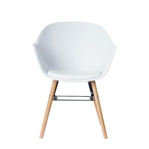 Schalenstuhl, Kunststoff, mit Holzbeinen, Sitzkissen, desinfektionsmittelbeständig, weiß, 2er-Set Schalenstuhl, Kunststoff, mit Holzbeinen, Sitzkissen, desinfektionsmittelbeständig, weiß, 2er-Set