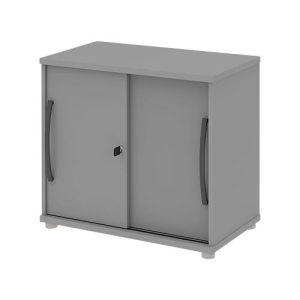 Schiebetüren-Schrank BARI,1 Boden, Schloss, B 800 x T 430 x H 720 mm, mittelgrau/mittelgrau Schiebetüren-Schrank BARI,1 Boden, Schloss, B 800 x T 430 x H 720 mm, mittelgrau/mittelgrau