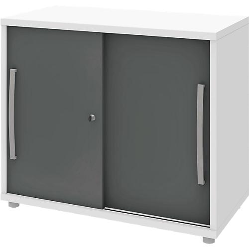 Schiebetüren-Schrank BARI,1 Boden, Schloss, B 800 x T 430 x H 720 mm, weiß/anthrazit