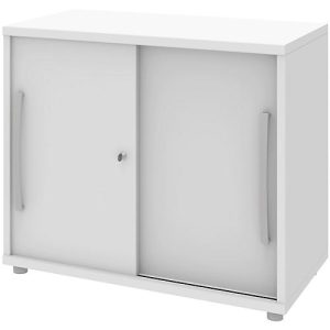 Schiebetüren-Schrank BARI,1 Boden, Schloss, B 800 x T 430 x H 720 mm, weiß Schiebetüren-Schrank BARI,1 Boden, Schloss, B 800 x T 430 x H 720 mm, weiß