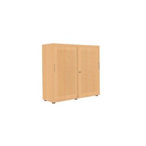 Schiebetürenschrank, Akustikfront, B 1200 mm, 3 OH, Buche-Dekor Schiebetürenschrank, Akustikfront, B 1200 mm, 3 OH, Buche-Dekor