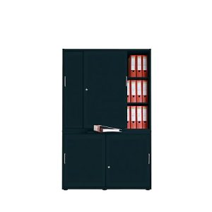 Schiebetürenschrank, Akustikfront, B 1200 mm, 5 OH, graphit Schiebetürenschrank, Akustikfront, B 1200 mm, 5 OH, graphit