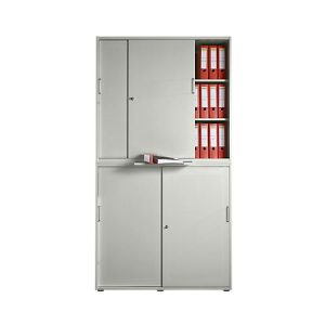 Schiebetürenschrank, Akustikfront, B 1200 mm, 6 OH, silber Schiebetürenschrank, Akustikfront, B 1200 mm, 6 OH, silber