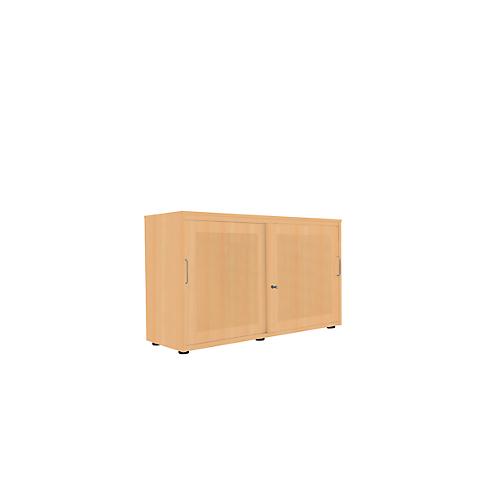 Schiebetürenschrank, Akustikfront, B 1350 mm, 4 OH, Buche-Dekor