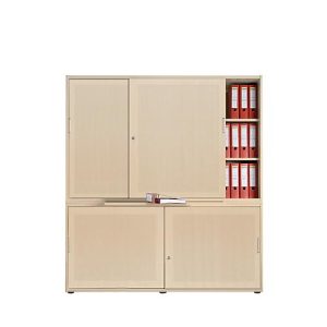 Schiebetürenschrank, Akustikfront, B 1350 mm, 5 OH, Ahorn-Dekor Schiebetürenschrank, Akustikfront, B 1350 mm, 5 OH, Ahorn-Dekor