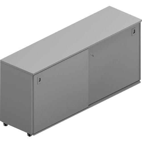 Schiebetürenschrank ARLON OFFICE, 2 Fächer, abschließbar, Muschelgriffe, B 1600 x T 450 x H 730 mm, grau