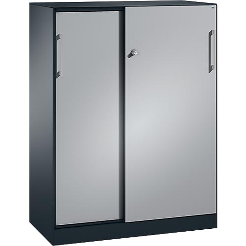 Schiebetürenschrank ASISTO C 3000, 3 Ordnerhöhen, mit Abdeckplatte, Breite 1000 mm, anthrazit/alusilber