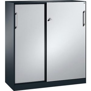Schiebetürenschrank ASISTO C 3000, 3 Ordnerhöhen, mit Abdeckplatte, Breite 1200 mm, anthrazit/alusilber Schiebetürenschrank ASISTO C 3000, 3 Ordnerhöhen, mit Abdeckplatte, Breite 1200 mm, anthrazit/alusilber