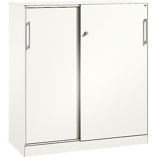 Schiebetürenschrank ASISTO C 3000, 3 Ordnerhöhen, mit Abdeckplatte, Breite 1200 mm, weiß/weiß