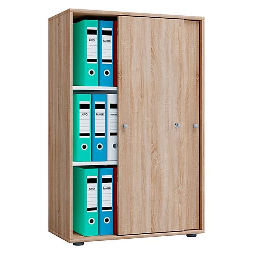 Schiebetürenschrank, aus Holz, abschließbar, 3 OH, B 700 x T 400 x H 1050 mm, Sonoma Eiche Dekor