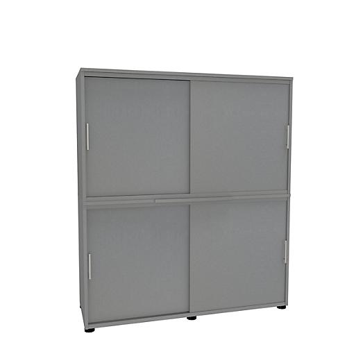 Schiebetürenschrank, B 1350 mm, 4 OH, silber