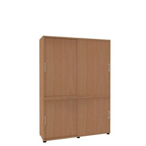 Schiebetürenschrank, B 1350 mm, 5 OH, Buche-Dekor Schiebetürenschrank, B 1350 mm, 5 OH, Buche-Dekor
