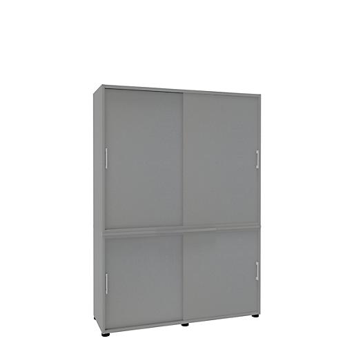Schiebetürenschrank, B 1350 mm, 5 OH, silber