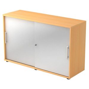 Schiebetürenschrank JENA, 2 OH, Front silber, B 1200 x T 400 x H 748 mm, Buche-Dekor Schiebetürenschrank JENA, 2 OH, Front silber, B 1200 x T 400 x H 748 mm, Buche-Dekor