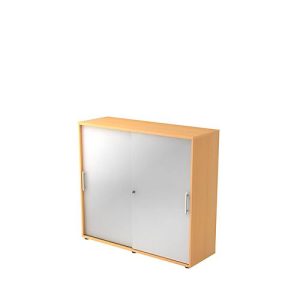 Schiebetürenschrank JENA, 3 OH, Front silber, B 1200 x T 400 x H 1100 mm, Buche-Dekor Schiebetürenschrank JENA, 3 OH, Front silber, B 1200 x T 400 x H 1100 mm, Buche-Dekor