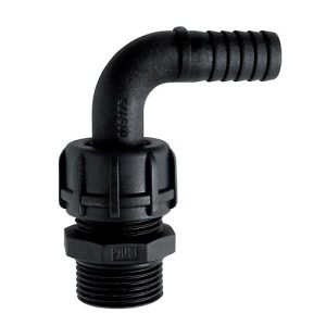 Schlauchanschlussstück für CEMO CUBE AdBlue®-Tankanlagen, um 90° gebogen, 1″ AG, Kunststoff, schwarz Schlauchanschlussstück für CEMO CUBE AdBlue®-Tankanlagen, um 90° gebogen, 1″ AG, Kunststoff, schwarz