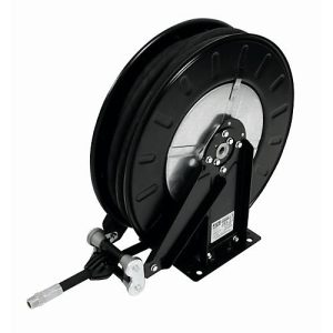 Schlauchaufroller CEMO, Stahlblech, lackiert, für Öl, offen, mit Gelenkarm, 1/2′ IG/AG, max. 60 bar, Schlauchlänge 15m, Ø 15 mm