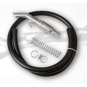 Schlauchgarnitur für Handpumpe Typ K 10 C, elektrisch leitfähig, DN 19 x 4, mit Auslaufventil AV 20 und Knickschutzfeder, Länge 3 m Schlauchgarnitur für Handpumpe Typ K 10 C, elektrisch leitfähig, DN 19 x 4, mit Auslaufventil AV 20 und Knickschutzfeder, Länge 3 m