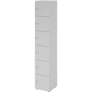 Schließfachschrank Topas Line, 6 Ordnerhöhen, 6 Fächer, Zahlenschloss, B 400 x T 420 x H 2156 mm, grau/grau Schließfachschrank Topas Line, 6 Ordnerhöhen, 6 Fächer, Zahlenschloss, B 400 x T 420 x H 2156 mm, grau/grau
