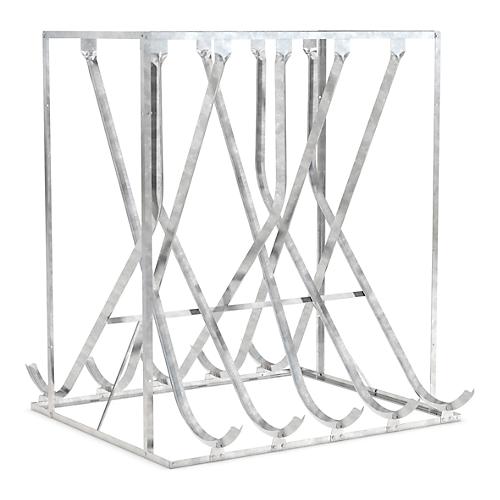 Schräghochparker WSM, 2-seitig, für Reifen bis B 60 mm, B 1750 x T 1875 x H 2010 mm, Stahl verzinkt, 10 Einhängeplätze
