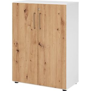 Schränke Breno, 3 OH, abschließbar, 28 kg je Boden, B 800 x T 420 x H 1100 mm, weiß/Asteiche Schränke Breno, 3 OH, abschließbar, 28 kg je Boden, B 800 x T 420 x H 1100 mm, weiß/Asteiche