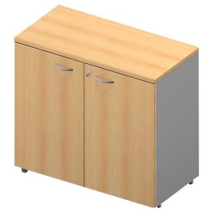 Schrank ARLON OFFICE, 2 Ordnerhöhen, abschließbar, B 900 x T 450 x H 816 mm, Buche-Dekor/alu