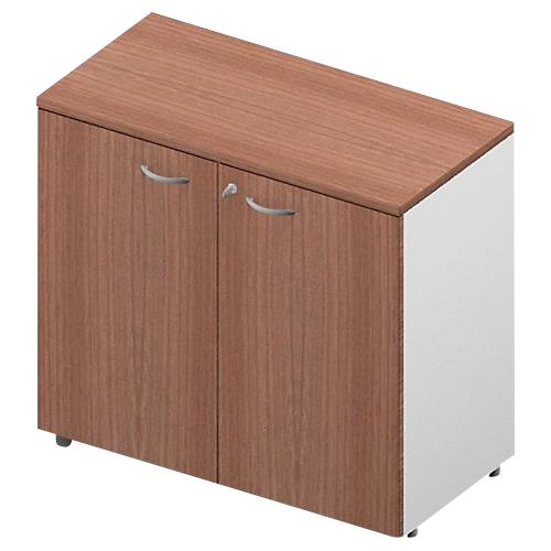 Schrank ARLON OFFICE, 2 Ordnerhöhen, abschließbar, B 900 x T 450 x H 816 mm, Nuss Canaletto-Dekor/weiß