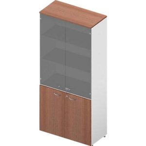 Schrank ARLON OFFICE, 5 Ordnerhöhen, 2 Glastüren, 2 Melamintüren, H 2000 mm, Nuss Canaletto-Dekor/weiß Schrank ARLON OFFICE, 5 Ordnerhöhen, 2 Glastüren, 2 Melamintüren, H 2000 mm, Nuss Canaletto-Dekor/weiß
