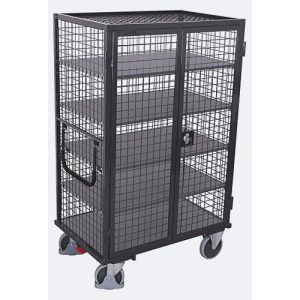 Schrankwagen, Stahl/MDF-Platte, Anthrazitgrau/dunkelgrau, 5 Etagen, 1045 x 685 mm, Dach und Doppelflügeltür, abschließbar, EasySTOP, bis 500 kg Schrankwagen, Stahl/MDF-Platte, Anthrazitgrau/dunkelgrau, 5 Etagen, 1045 x 685 mm, Dach und Doppelflügeltür, abschließbar, EasySTOP, bis 500 kg