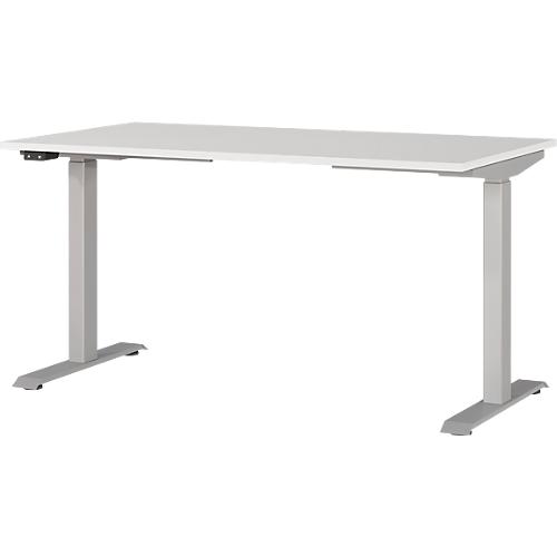 Schreibtisch Agenda, elektrisch höhenverstellbar, B 1400 x T 800 x H 720-1200 mm, Lichtgrau/Silber + Memory-USB-Panel