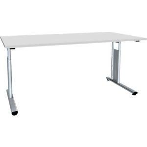 Schreibtisch ALICANTE, C-Fuß, Rechteck, B 1600 x T 800 x H 680-820 mm, lichtgrau Schreibtisch ALICANTE, C-Fuß, Rechteck, B 1600 x T 800 x H 680-820 mm, lichtgrau
