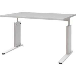 Schreibtisch BARI, C-Fuß, Form B, Rechteck, B 1200 x T 800 x H 680 – 820 mm, hellgrau Schreibtisch BARI, C-Fuß, Form B, Rechteck, B 1200 x T 800 x H 680 – 820 mm, hellgrau