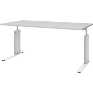 Schreibtisch BARI, C-Fuß, Form B, Rechteck, B 1600 x T 800 x H 680 – 820 mm, hellgrau Schreibtisch BARI, C-Fuß, Form B, Rechteck, B 1600 x T 800 x H 680 – 820 mm, hellgrau