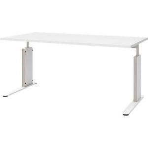 Schreibtisch BARI, C-Fuß, Form B, Rechteck, B 1600 x T 800 x H 680 – 820 mm, weiß Schreibtisch BARI, C-Fuß, Form B, Rechteck, B 1600 x T 800 x H 680 – 820 mm, weiß