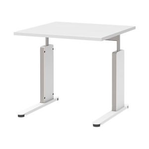 Schreibtisch BARI, C-Fuß, Form B, Rechteck, B 800 x T 800 x H 680 – 820 mm, weiß Schreibtisch BARI, C-Fuß, Form B, Rechteck, B 800 x T 800 x H 680 – 820 mm, weiß