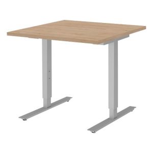 Schreibtisch BARI, T-Fuß, Rechteck, B 800 x T 800 x H 680-820 mm, Eiche/Alu Schreibtisch BARI, T-Fuß, Rechteck, B 800 x T 800 x H 680-820 mm, Eiche/Alu